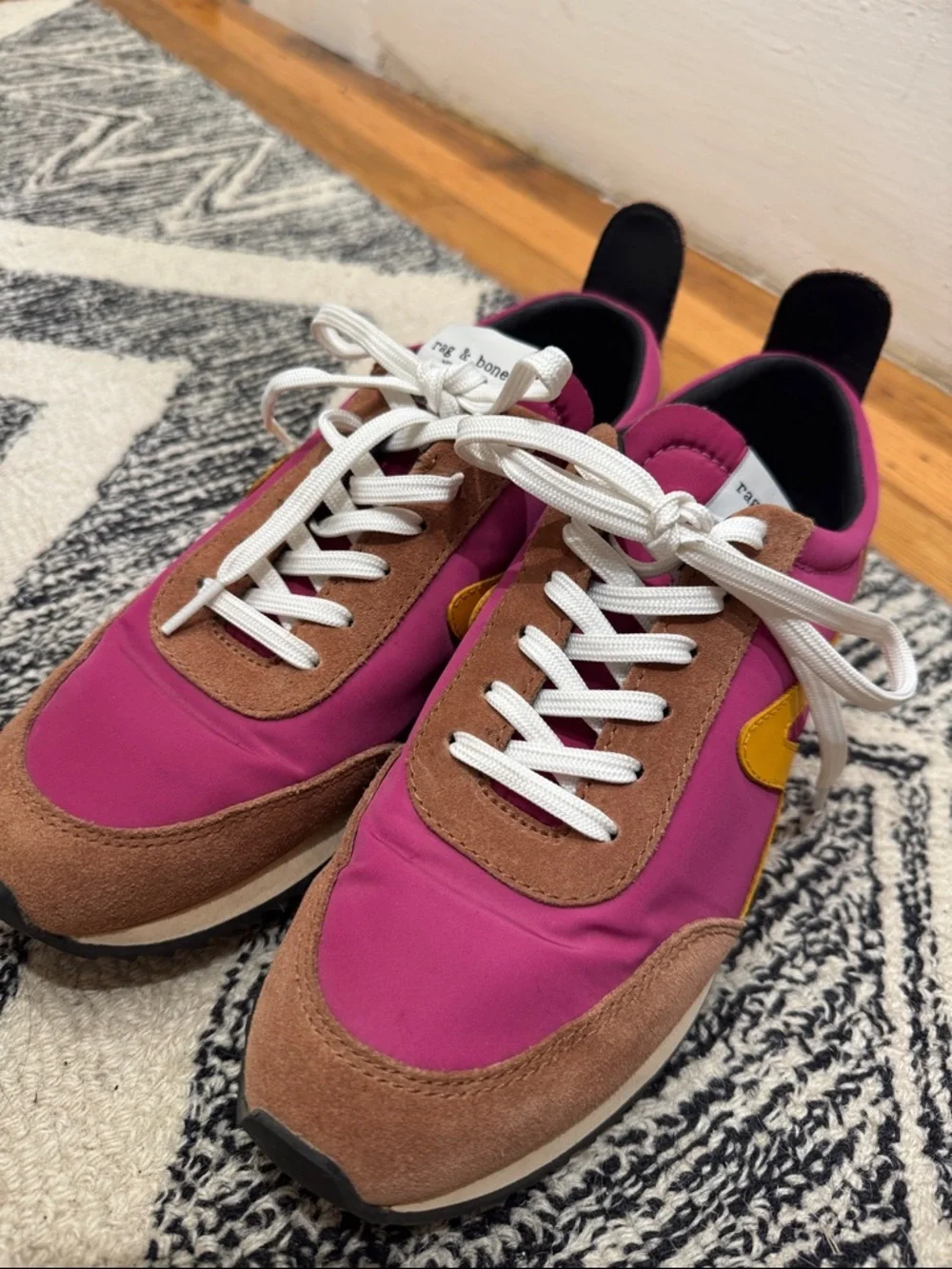 rag & bone Magenta and Brown Runner Sneakers with Yellow Accent - Picture 5 of 11